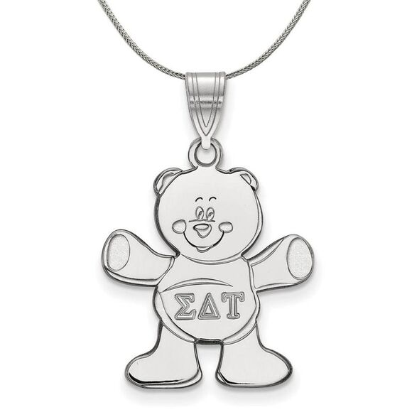 Sterling Silver Sigma Delta Tau Medium Pendant Necklace - 24 Inch - Picture 1 of 8